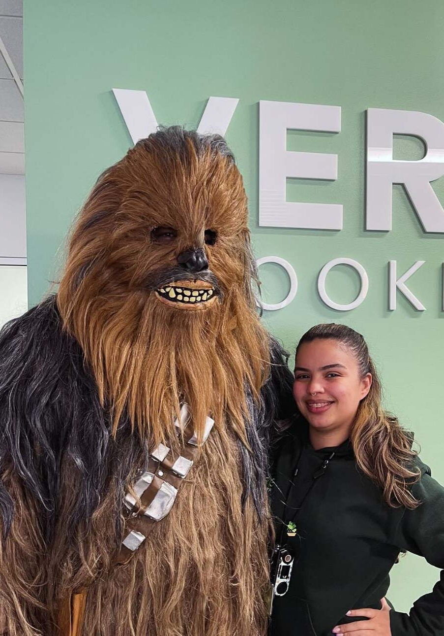 Funny candid with someone dressed as Chewbacca